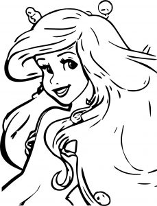 Looking Ariel Mermaid Coloring Page