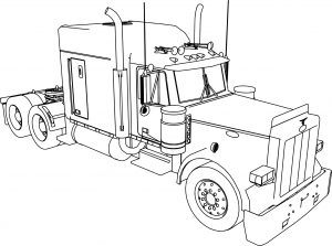 Peterbilt 379 Long Trailer Truck Coloring Page