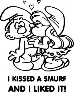 Smurf T Shirt Kiss Smurf Coloring Page