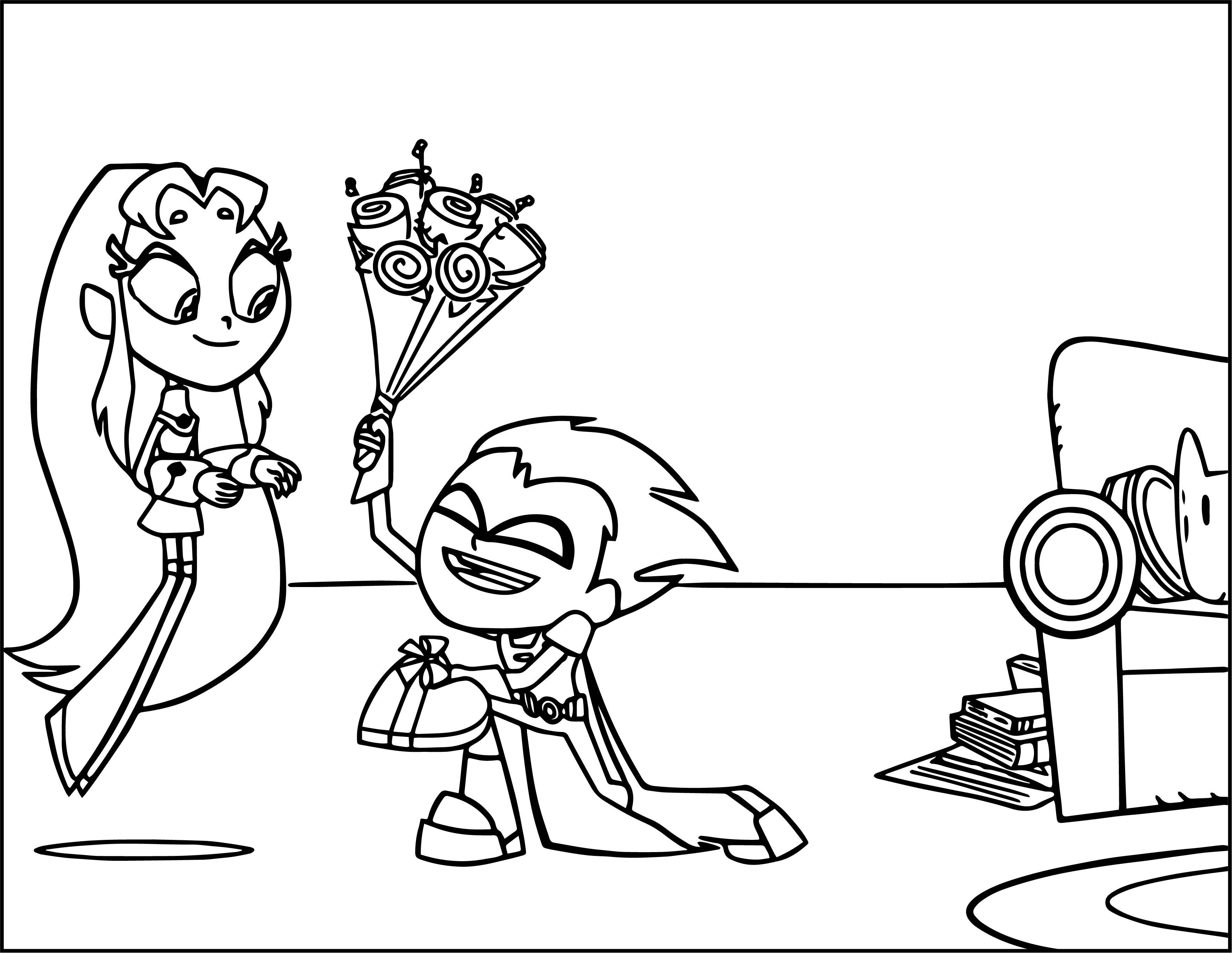 Teen Titans Go Robin Starfire Married Me Coloring Page