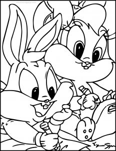Baby Bugs Bunny Playing Girl And Boy Coloring Page