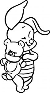 Baby Piglet Toy Hug Coloring Page