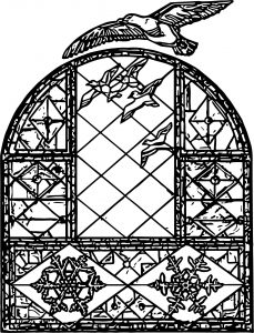 Birds & Stained Glass Window Coloring Page