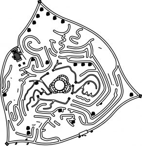 Disney Alice In Wonderland Queen Of Heart Castle And Maze Labyrinth Map Coloring Page