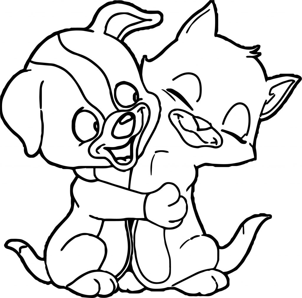 Dog And Cat Friends Coloring Page - Wecoloringpage.com