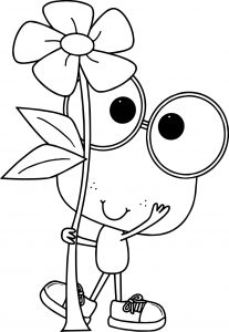 Frog Holding Flower Coloring Page