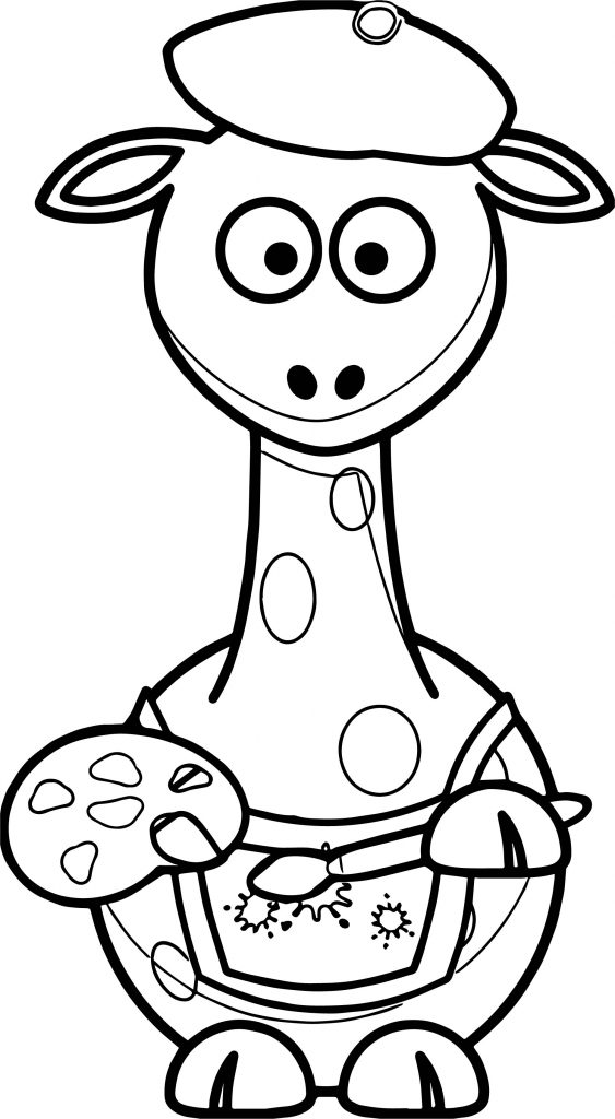 Giraffe Painter Coloring Page - Wecoloringpage.com