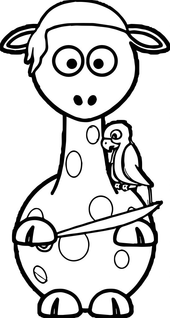 Giraffe Pirate And Parrot Coloring Page - Wecoloringpage.com