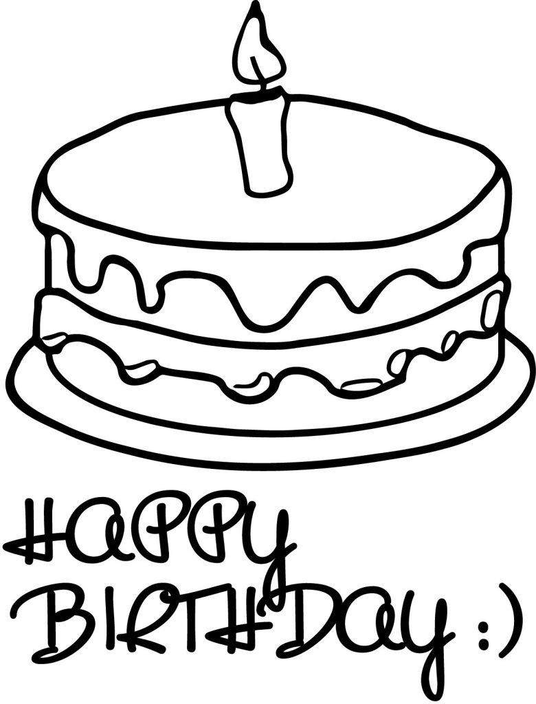 Happy Birthday Cake Coloring Page | Wecoloringpage.com