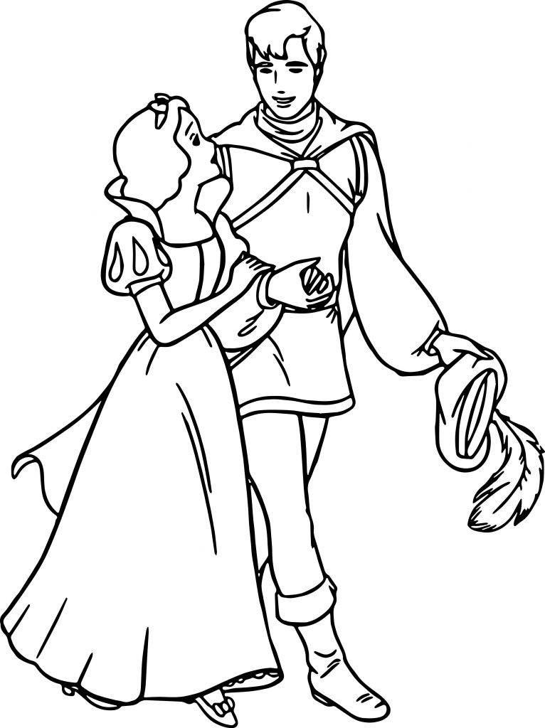 Snow White And The Prince Walking Coloring Pages - Wecoloringpage.com