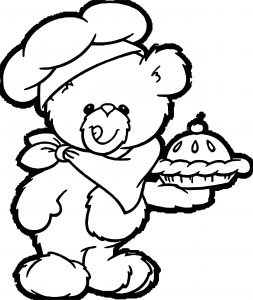 Bear Chef Cake Coloring Page