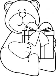 Bear Gift Coloring Page