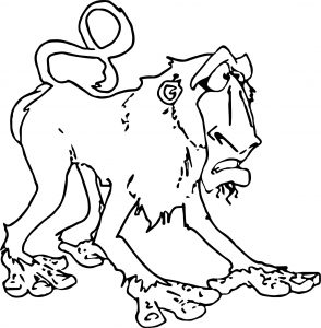 Funny Baboon Cartoon Coloring Page