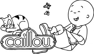 Laugh Caillou And Cat Coloring Page
