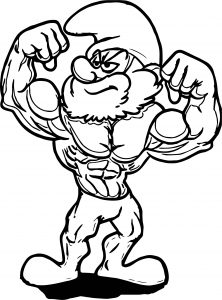 Poster Large Strong Papa Smurf Coloring Page