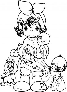 Precious Moments Family Mother Dog Cry Children Coloring Page