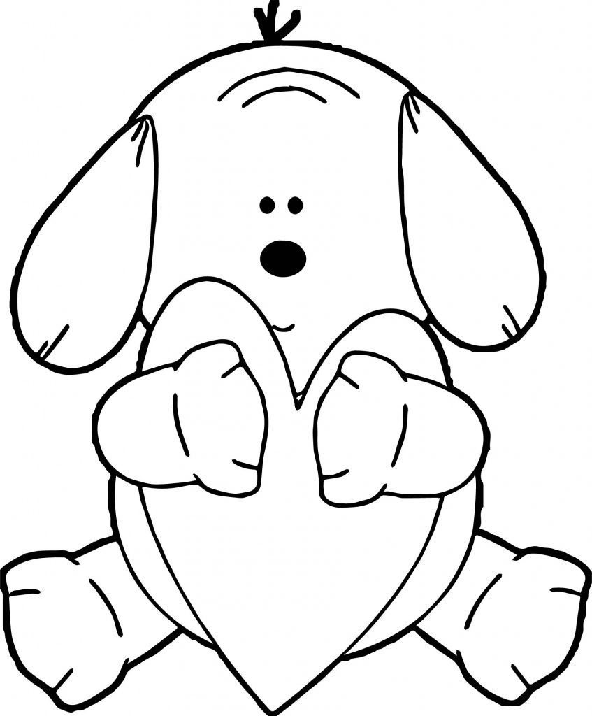 Puppy Hugging Heart Dog Puppy Coloring Page | Wecoloringpage.com