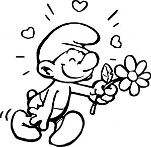 Smurf Going To Flower Coloring Pages