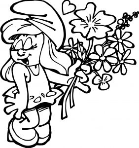 Smurfette Smurf Give Flower Coloring Page