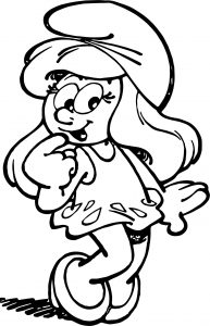 Smurfette Thinking Smurf Coloring Page