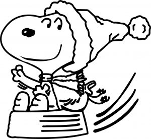 Snoopy Christmas Sleigh Coloring Page
