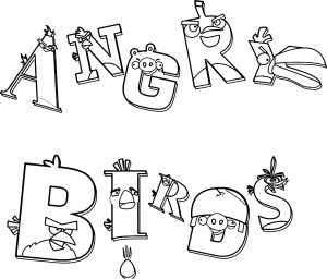 Angry Birds Typography Text Coloring Page
