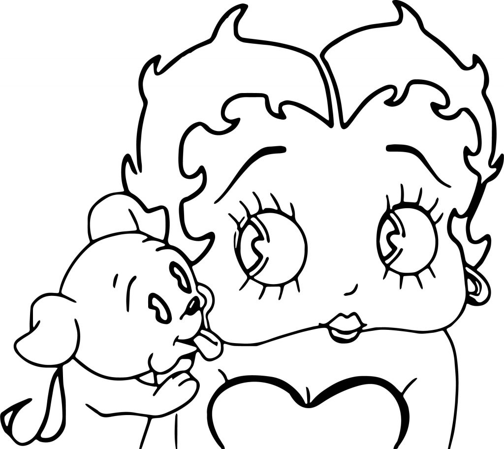 Betty Boop And Dog Coloring Page - Wecoloringpage.com