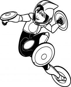 Big Hero 6 Characters Gogo Tomago Flying Coloring Page