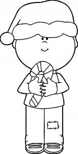Boy Chrismas Candy Coloring Page
