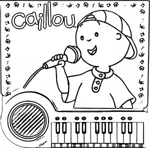 Caillou Piano Coloring Page