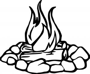 Campfire Stone Camping Coloring Page