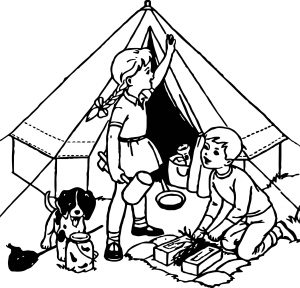 Camping Childrens Coloring Page