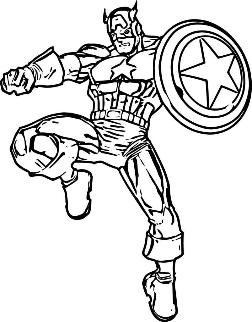 Captain America Kick Coloring Page - Wecoloringpage.com