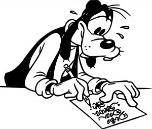 Cartoon Goofy Serious Face Coloring Page