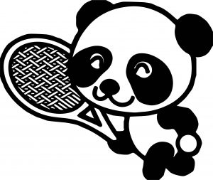 Chibi Kung Fu Panda Playing Tennis Coloring Page