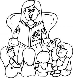 Childrens Read Book Mommy Coloring Page