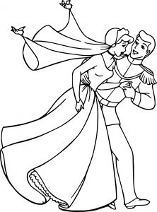 Cinderella And Prince Charming Run Coloring Pages