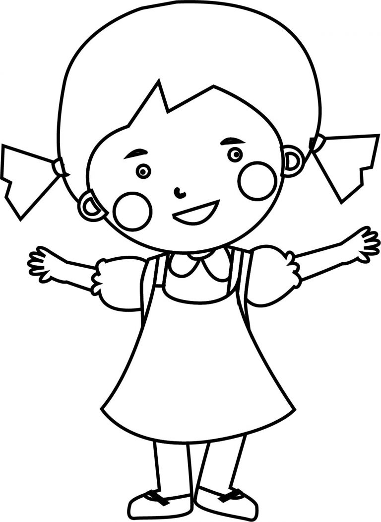 Cute Child Girl Coloring Page - Wecoloringpage.com