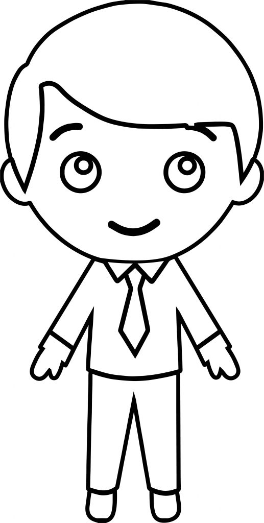 Cute Sweet Stick Figure Outline Student Boy Coloring Page ...