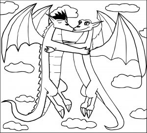 Dragon Jake And Dragoness Rose Kissing Coloring Page