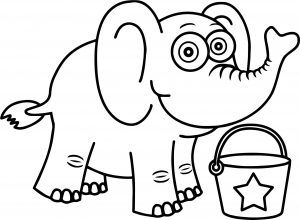 Elephant Cartoon Funny Coloring Page