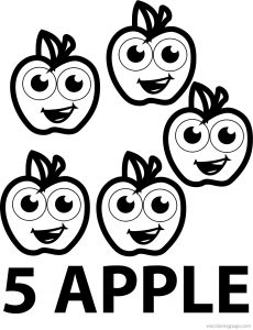 Five Apple Coloring Pages