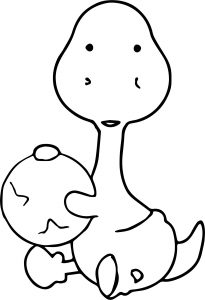 Front Baby Dinosaur And Ball Coloring Page