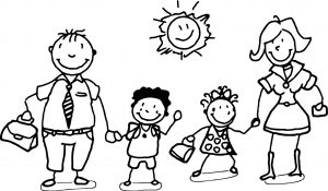 Happy Family And Children Coloring Page
