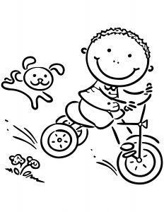 Happy Summer Boy Riding Bicycle Coloring Page