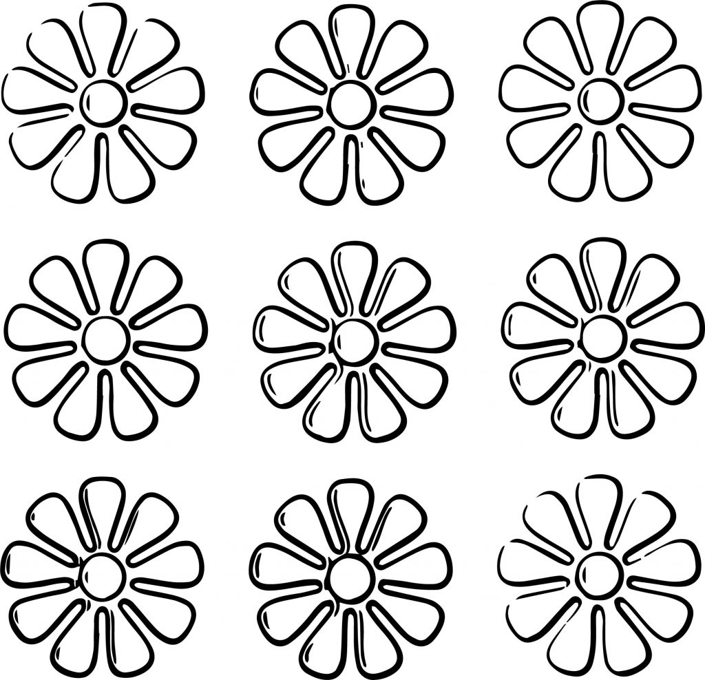 Nine Flower Coloring Page - Wecoloringpage.com