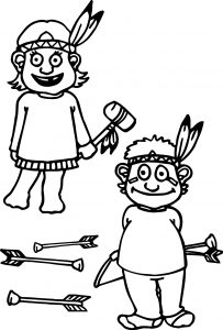 Red Indian Childrens Coloring Page
