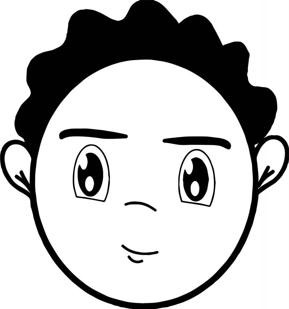 Smile Black Hair Boy Face Coloring Page | Wecoloringpage.com