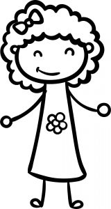 Stick Funny Children Girl Coloring Page