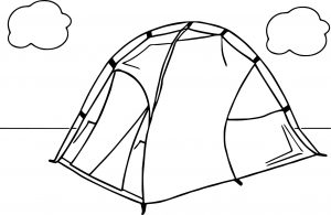 Tent Camping Cloud Coloring Page